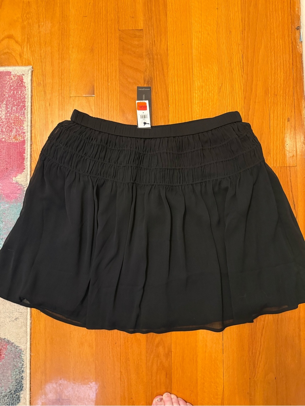 Banana Republic Black Smocked-Waist Skater Mini Skirt NWT